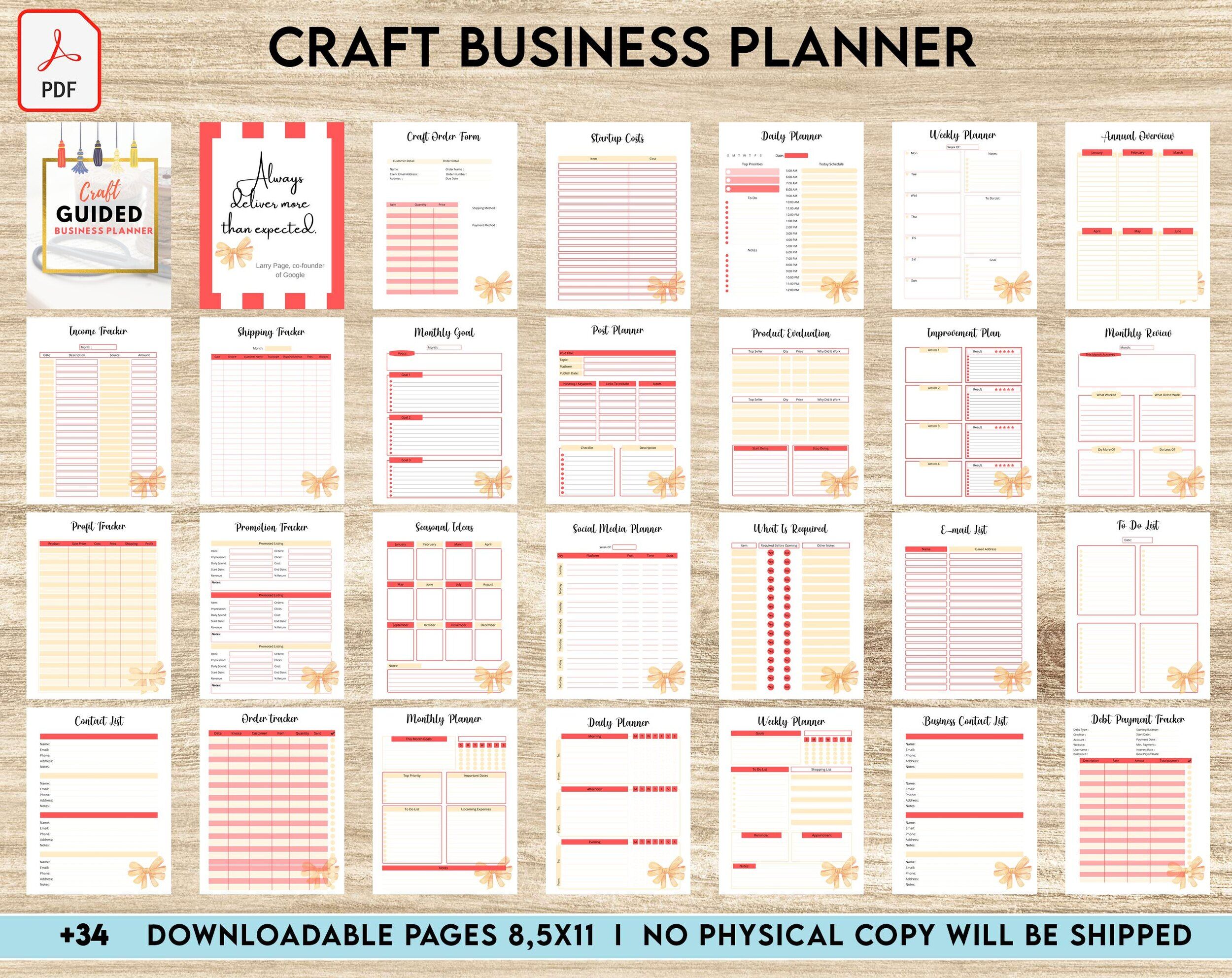 starting a craft business Craft Business Planner Template, Order form, Invoice, Tracker Etc. , PDF Printable, 8,5×11″ A4 size, Binder journal Business Template