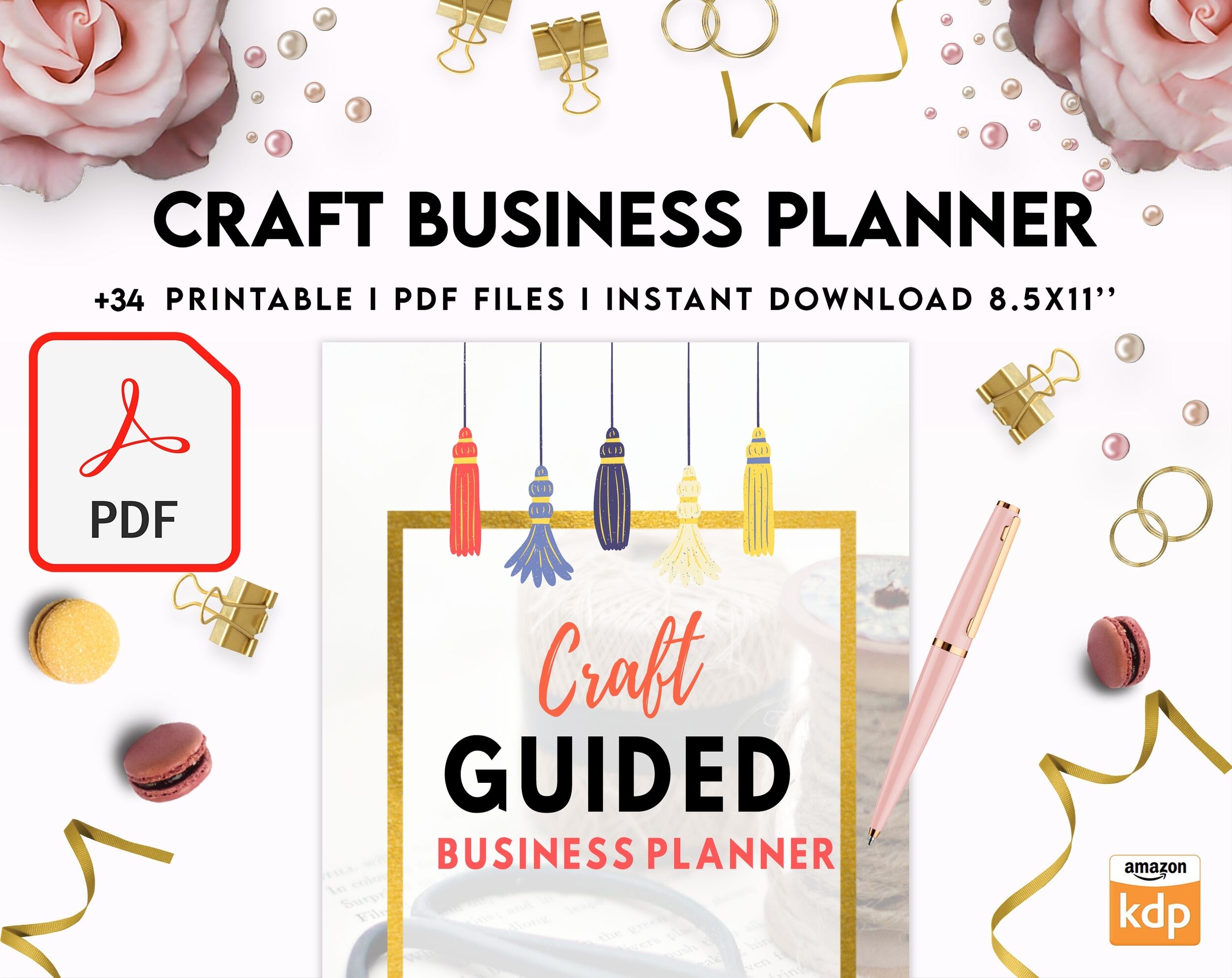 Craft Business Planner Template, Order form, Invoice, Tracker Etc. , PDF Printable, 8,5×11″ A4 size, Binder journal Business Template