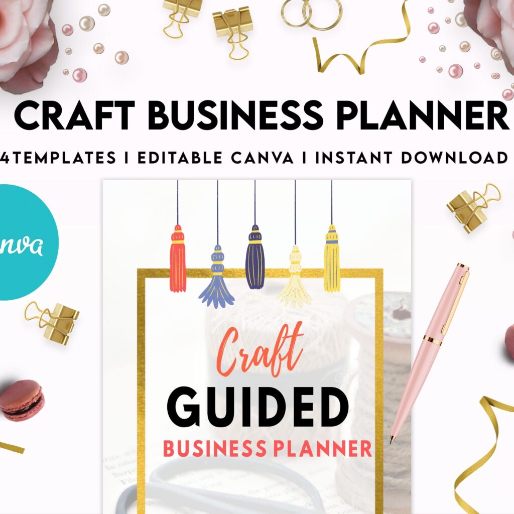 Craft Business Planner Template, Order form, Invoice, Tracker , Canva Editable Templates, interior, Binder journal Business Template