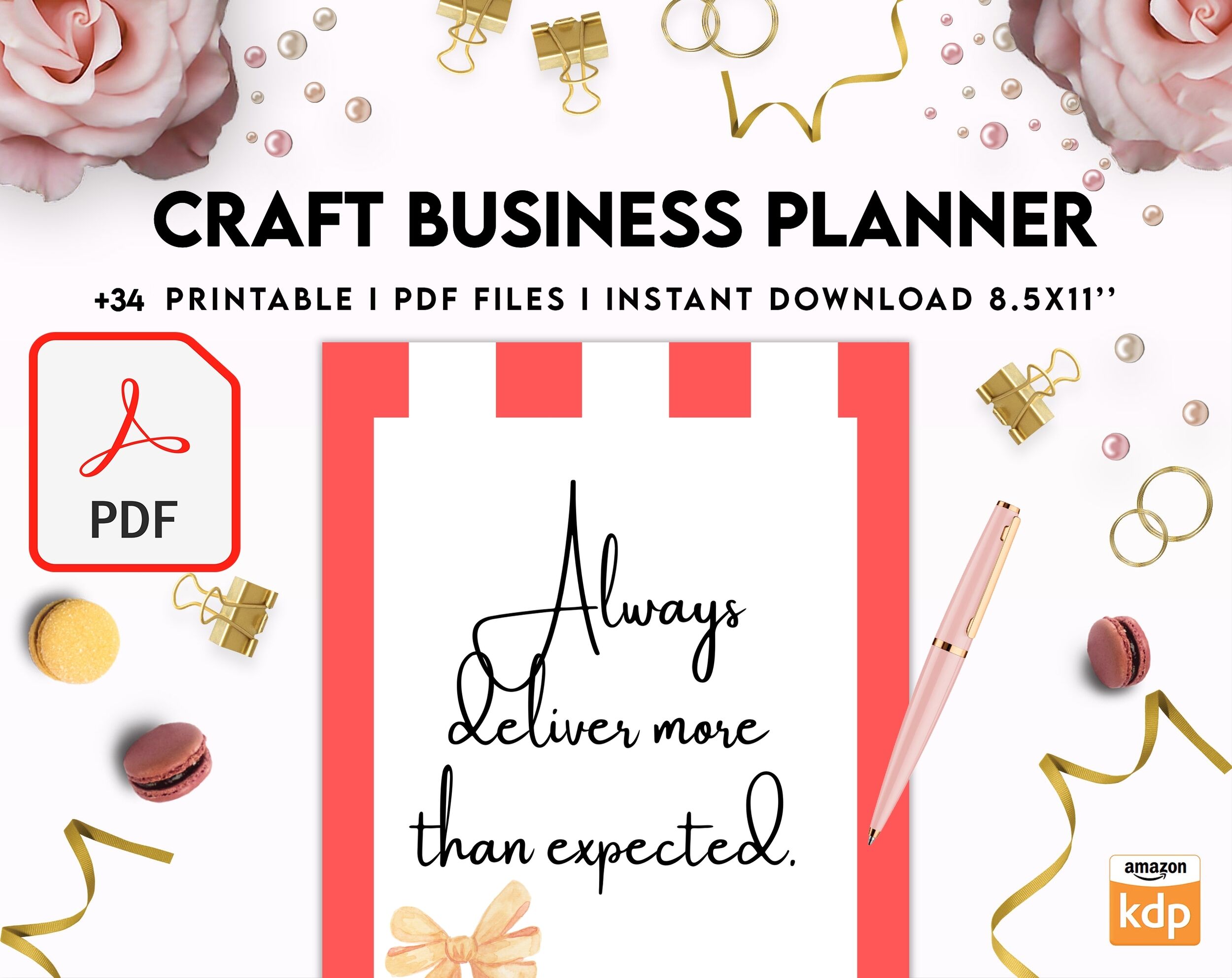 Craft Business Planner Template, Order form, Invoice, Tracker Etc. , PDF Printable, 8,5×11″ A4 size, Binder journal Business Template