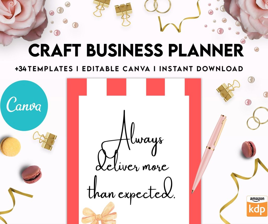 Craft Business Planner Template, Order form, Invoice, Tracker , Canva Editable Templates, interior, Binder journal Business Template