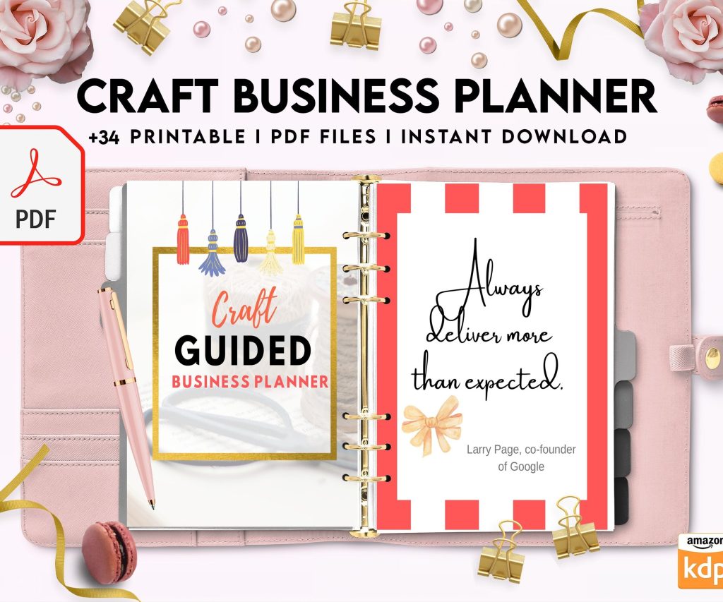 Craft Business Planner Template, Order form, Invoice, Tracker Etc. , PDF Printable, 8,5×11″ A4 size, Binder journal Business Template