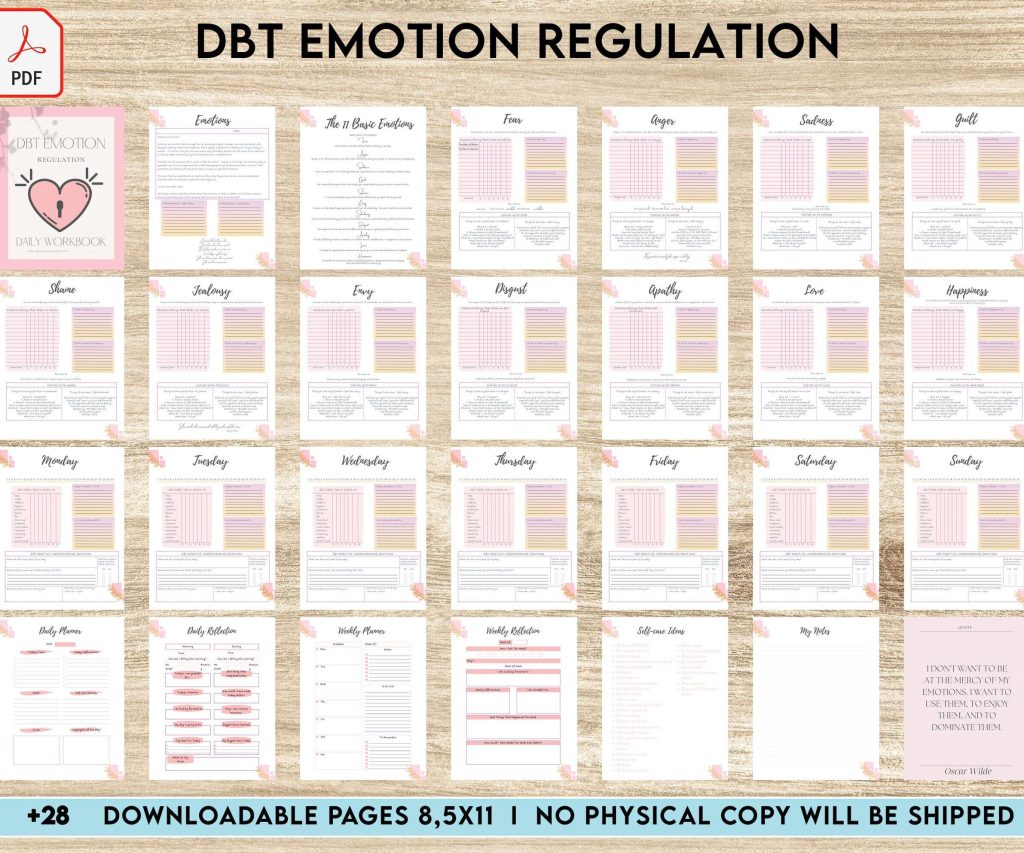 DBT Emotion Regulation Skills DBT Emotion Regulation Planner | Dialectical Behavioural Therapy, Emotion Regulation, PDF Printable, 8,5×11″ A4 size anxiety