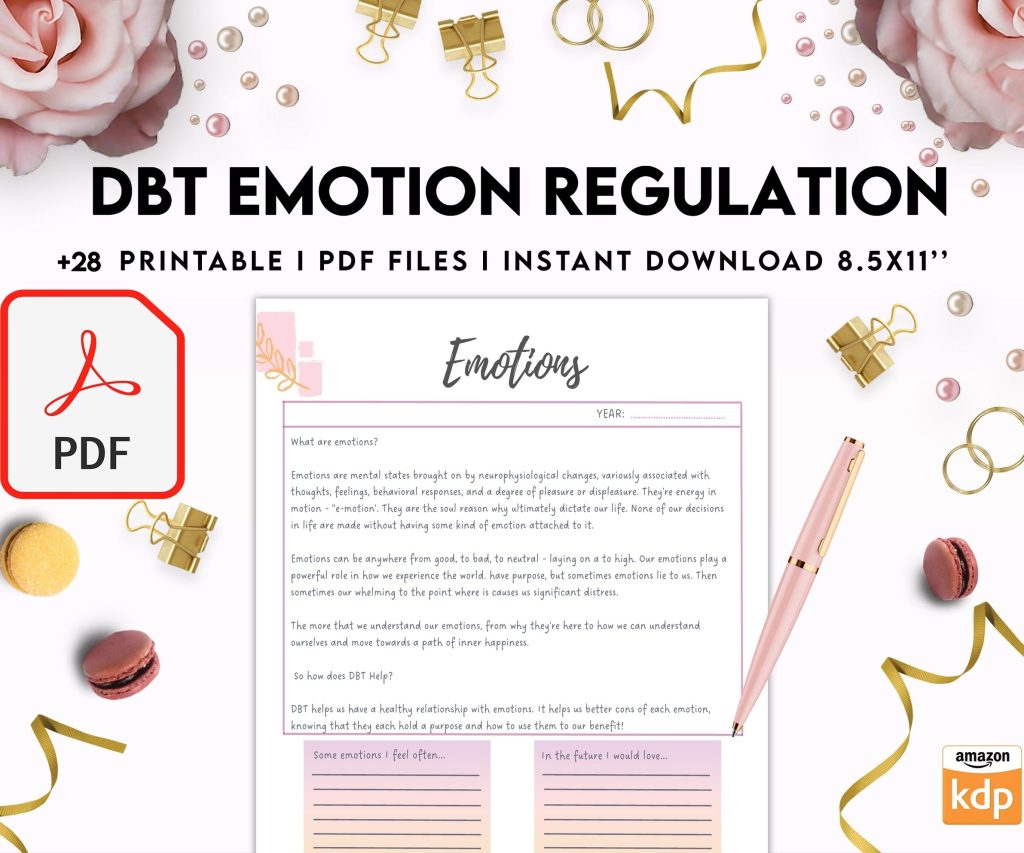 DBT Emotion Regulation Planner | Dialectical Behavioural Therapy, Emotion Regulation, PDF Printable, 8,5×11″ A4 size anxiety