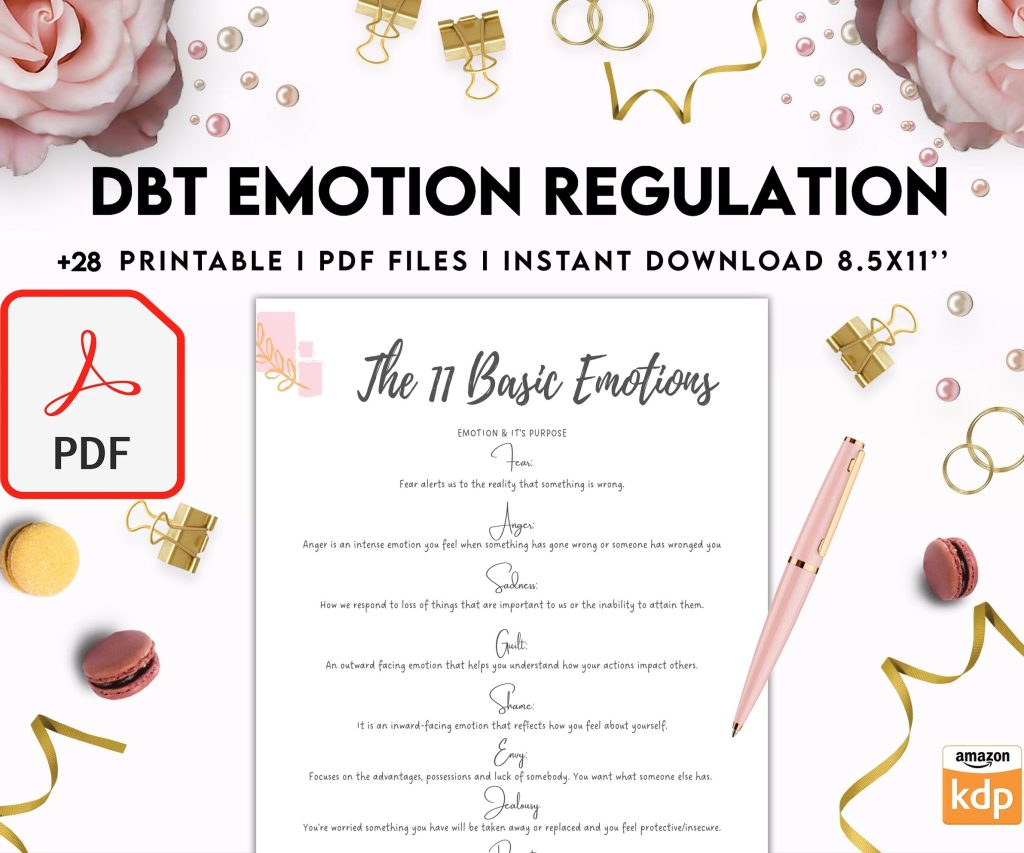 DBT Emotion Regulation Planner | Dialectical Behavioural Therapy, Emotion Regulation, PDF Printable, 8,5×11″ A4 size anxiety