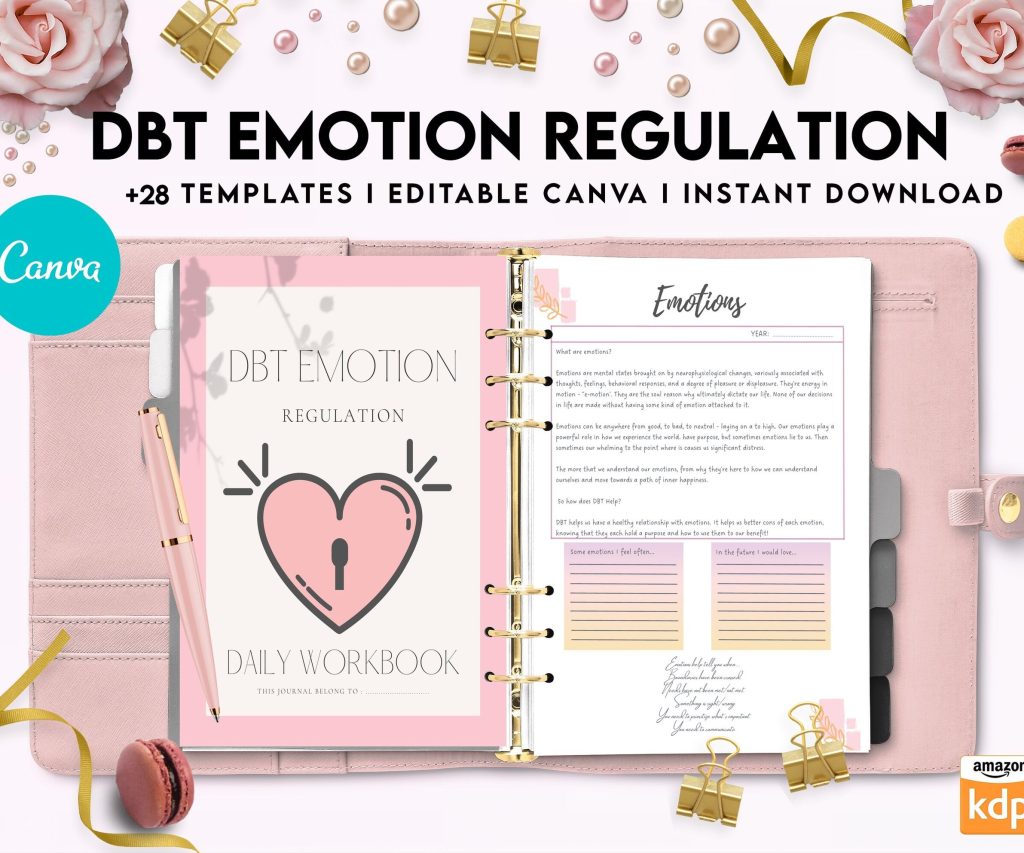 DBT Emotion Regulation Planner | Dialectical Behavioural Therapy, Emotion Regulation, Canva Editable Templates, interior anxiety