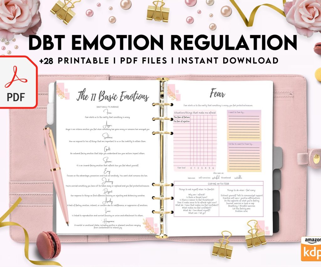DBT Emotion Regulation Planner | Dialectical Behavioural Therapy, Emotion Regulation, PDF Printable, 8,5×11″ A4 size anxiety