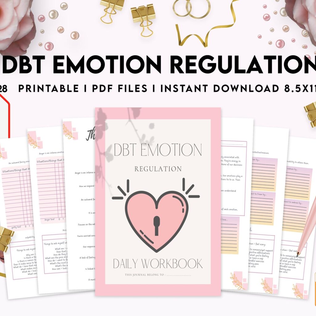 DBT Emotion Regulation Planner | Dialectical Behavioural Therapy, Emotion Regulation, PDF Printable, 8,5×11″ A4 size anxiety