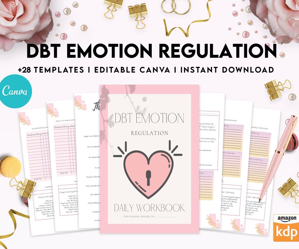 DBT Emotion Regulation Planner | Dialectical Behavioural Therapy, Emotion Regulation, Canva Editable Templates, interior anxiety