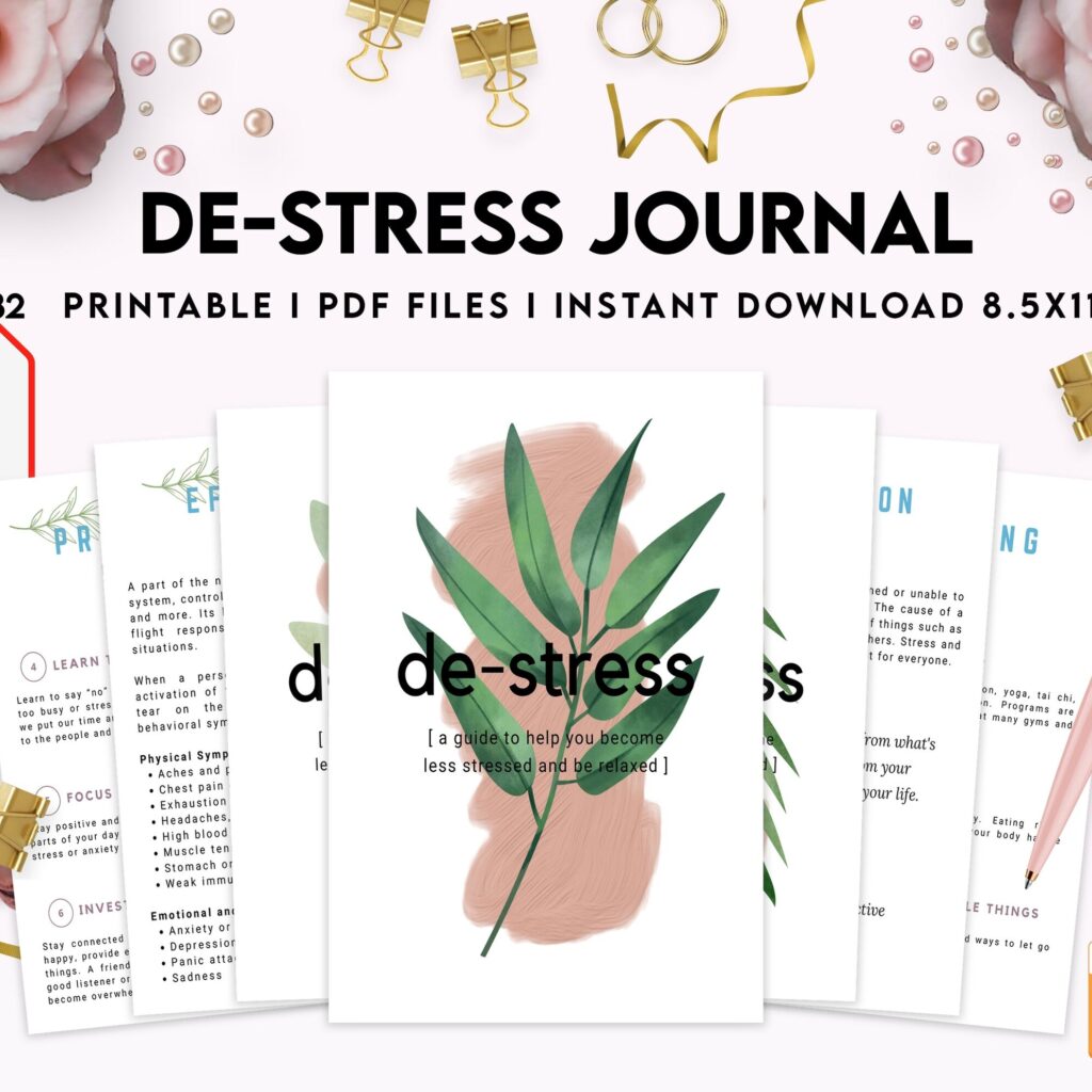Stress Journal, DBT Distress Tolerance, DBT Skills, Therapy Journal, Mental Health Journal, Stress 8×11 inch pages size, Stress Relief, BPD, Anxiety, PDF Printable, 8,5×11″ A4 size anxiety journal