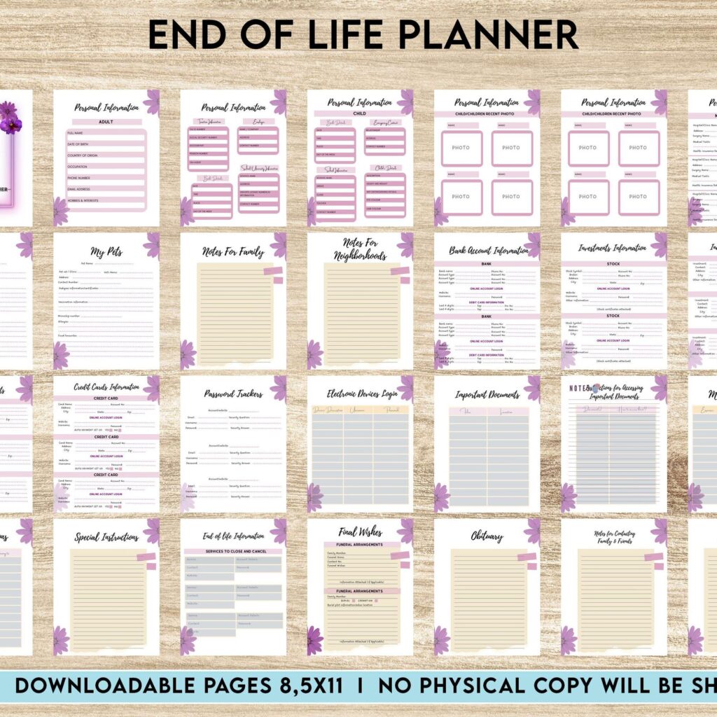 End Of Life Planner Final Wishes Planner What If Emergency Binder Editable Templates Legacy Planner Funeral Planner Estate Planning Organizer, Canva Editable Templates, interior Death Planner