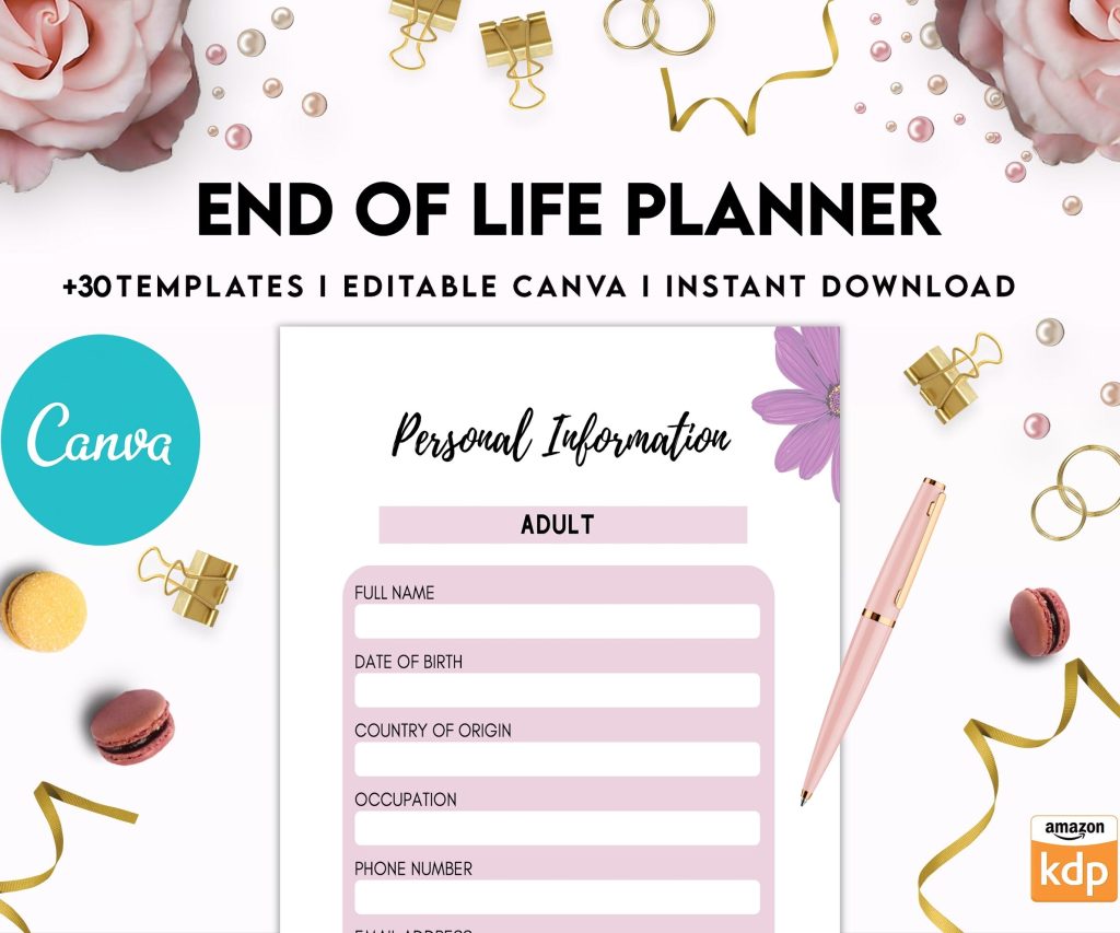 End Of Life Planner Final Wishes Planner What If Emergency Binder Editable Templates Legacy Planner Funeral Planner Estate Planning Organizer, Canva Editable Templates, interior Death Planner