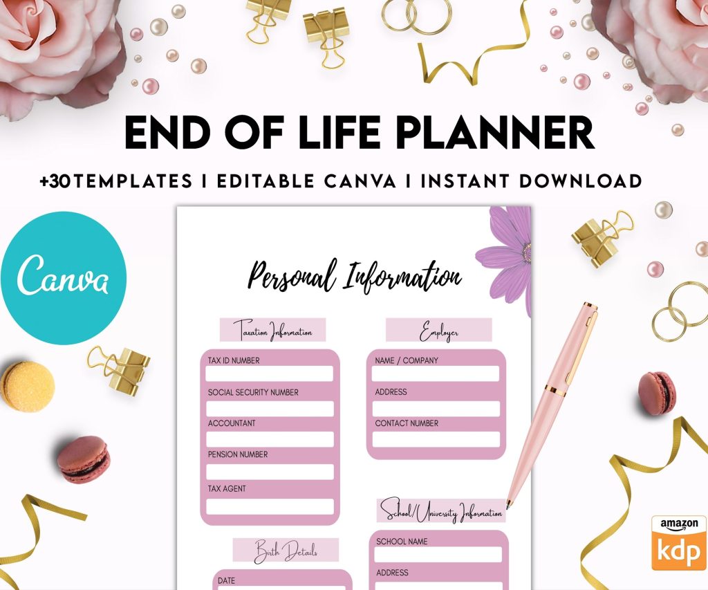 End Of Life Planner Final Wishes Planner What If Emergency Binder Editable Templates Legacy Planner Funeral Planner Estate Planning Organizer, Canva Editable Templates, interior Death Planner