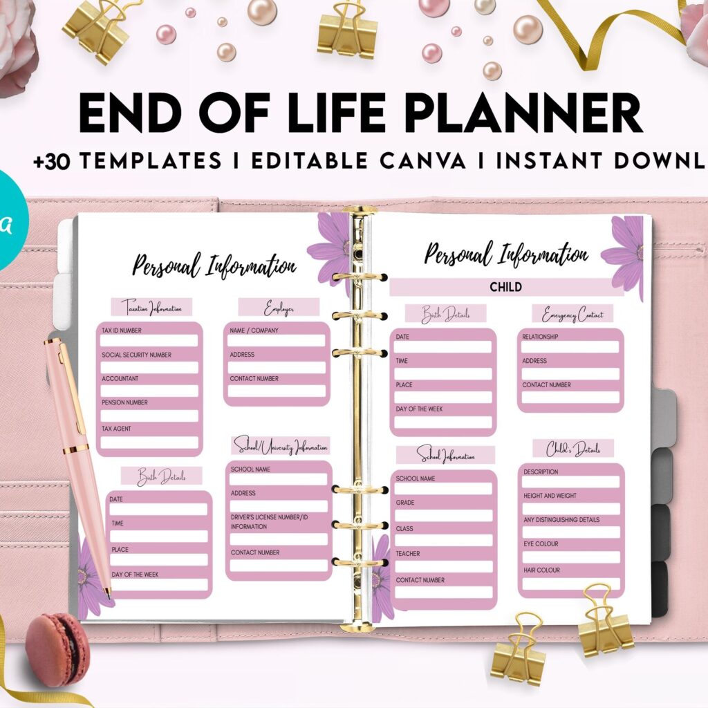 End Of Life Planner Final Wishes Planner What If Emergency Binder Editable Templates Legacy Planner Funeral Planner Estate Planning Organizer, Canva Editable Templates, interior Death Planner