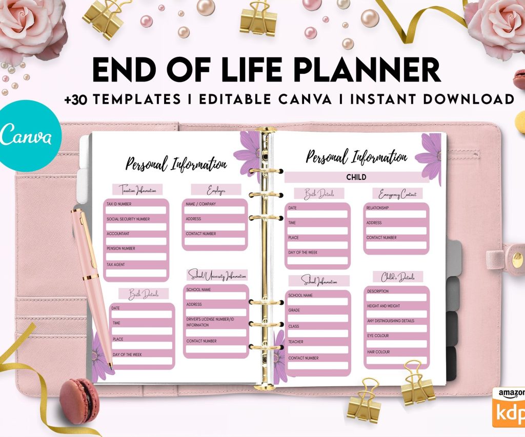 End Of Life Planner Final Wishes Planner What If Emergency Binder Editable Templates Legacy Planner Funeral Planner Estate Planning Organizer, Canva Editable Templates, interior Death Planner
