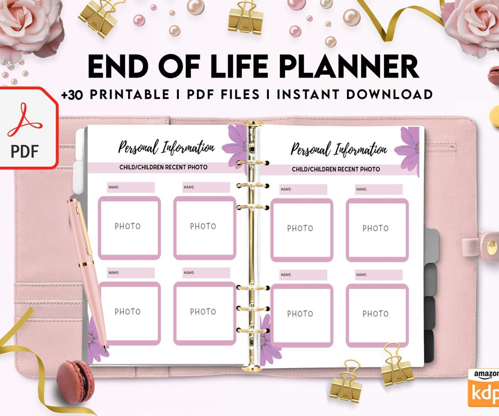 End Of Life Planner Final Wishes Planner What If Emergency Binder 8×11 inch pages size Legacy Planner Funeral Planner Estate Planning Organizer, PDF Printable, 8,5×11″ A4 size Death Planner