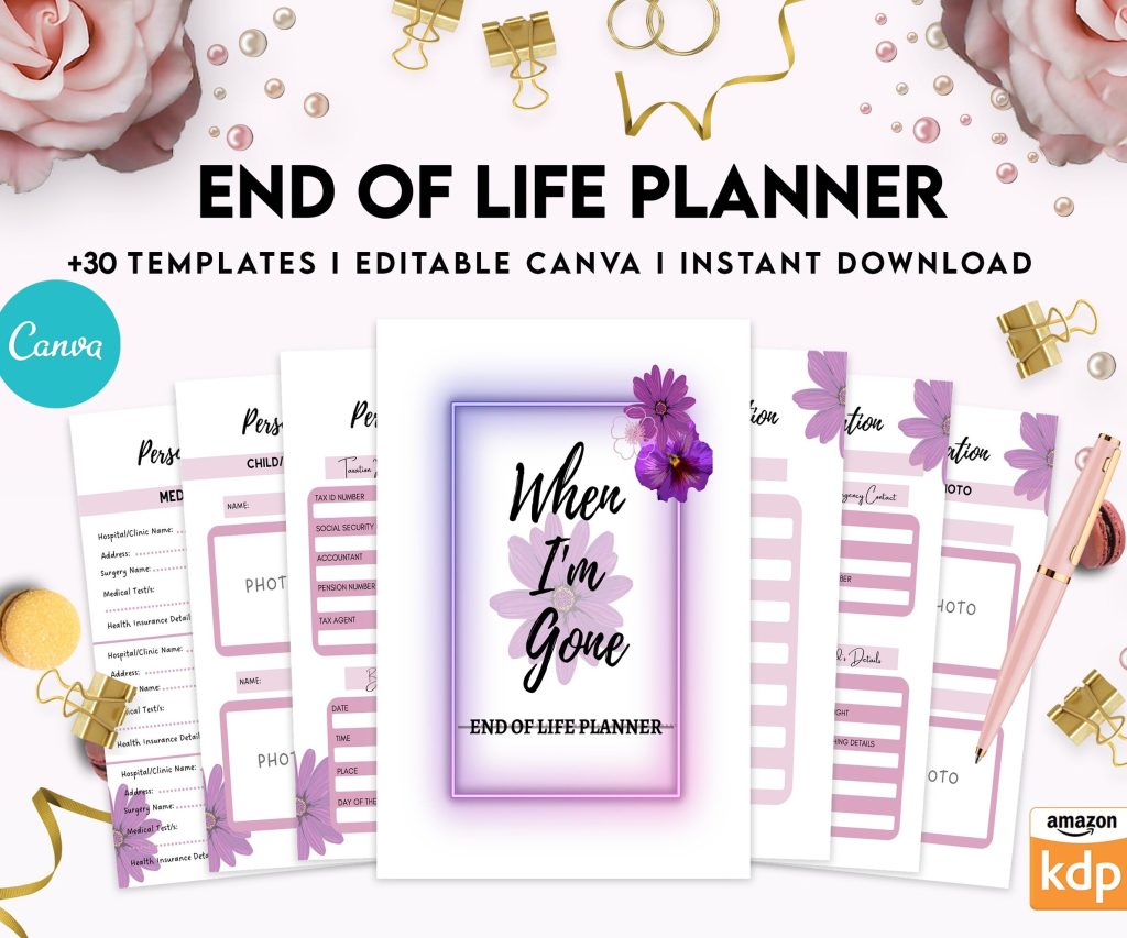End Of Life Planner Final Wishes Planner What If Emergency Binder Editable Templates Legacy Planner Funeral Planner Estate Planning Organizer, Canva Editable Templates, interior Death Planner