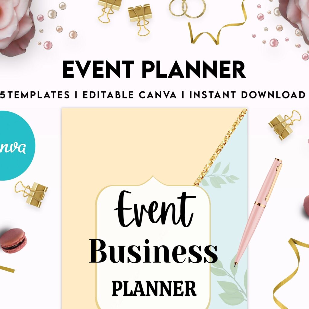 Event Planning Business Planner, Order form, Invoice, Tracker… , 35 pages PDF Printable, 8,5×11″ A4 size, Binder journal business planner