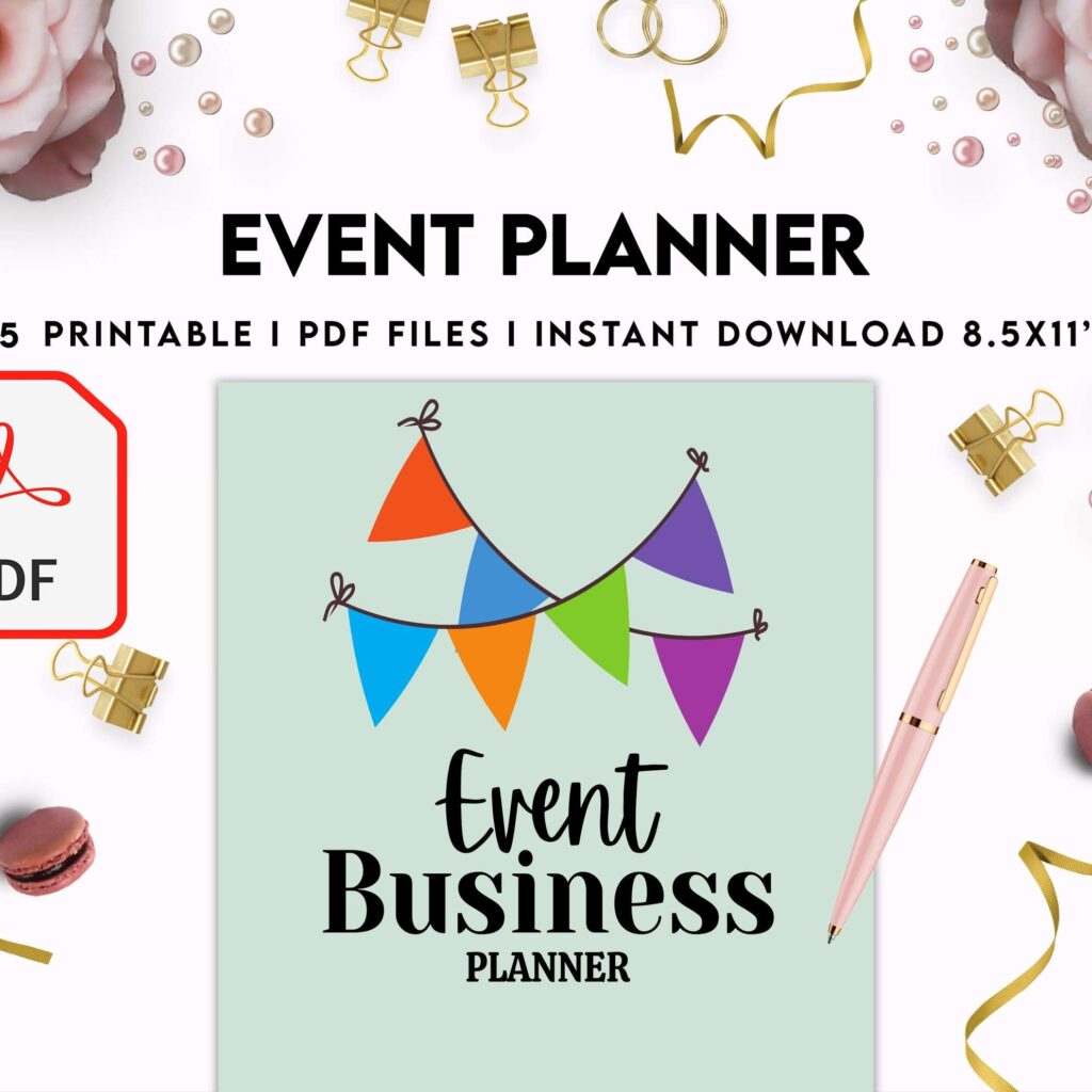 Event Planning Business Planner, Order form, Invoice, Tracker… , 35 pages PDF Printable, 8,5×11″ A4 size, Binder journal