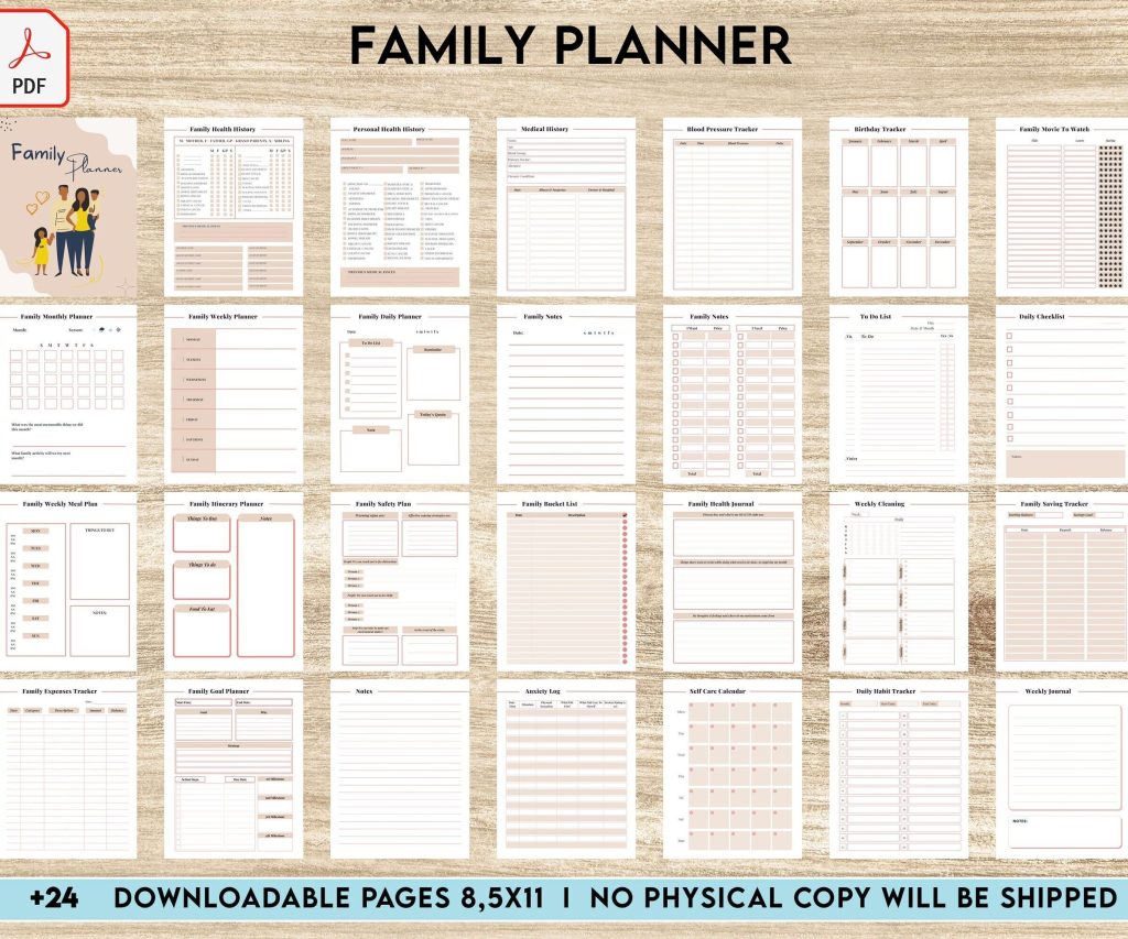 Family Planner Family Health History, Personal Health History, Medical Record Tracker, Medical Appointment Tracker, Physician Form template, PDF Printable, 8,5×11″ A4 size appointment journal