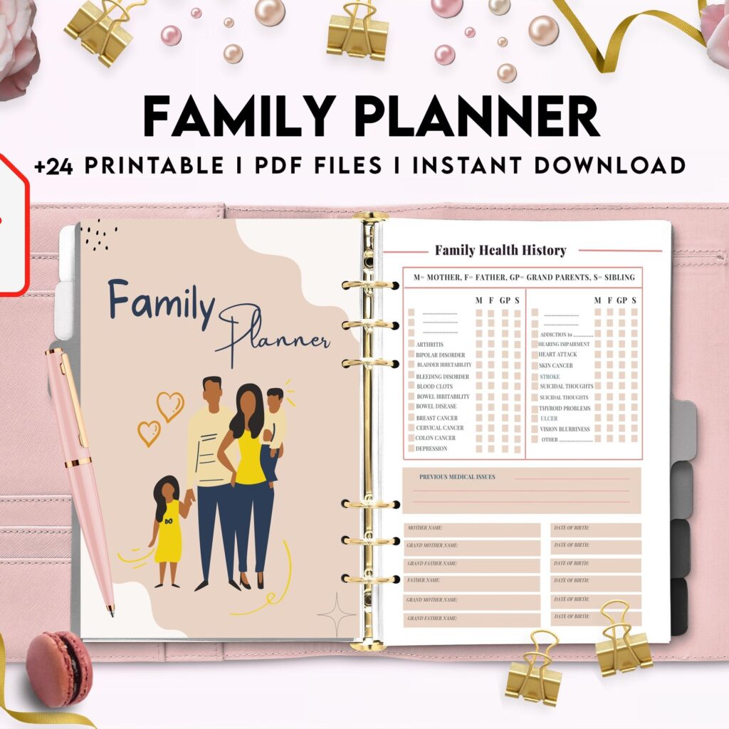 Family Health History, Personal Health History, Medical Record Tracker, Medical Appointment Tracker, Physician Form template, PDF Printable, 8,5×11″ A4 size appointment journal