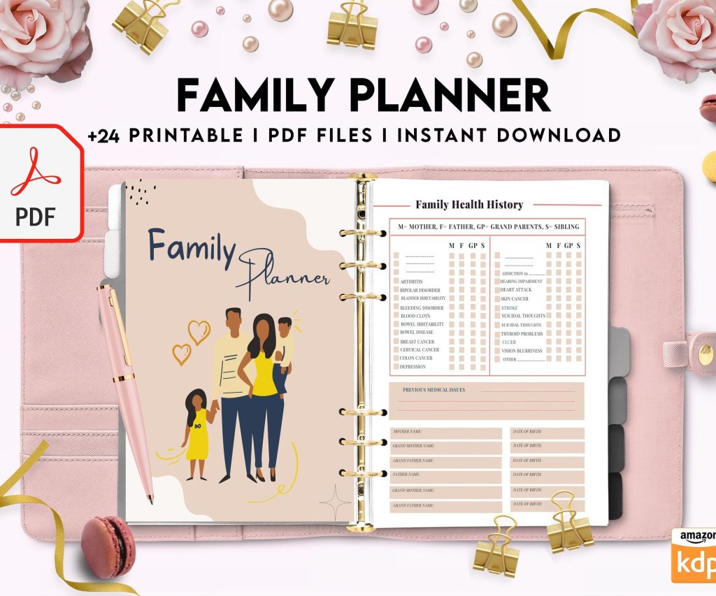 Family Health History, Personal Health History, Medical Record Tracker, Medical Appointment Tracker, Physician Form template, PDF Printable, 8,5×11″ A4 size appointment journal