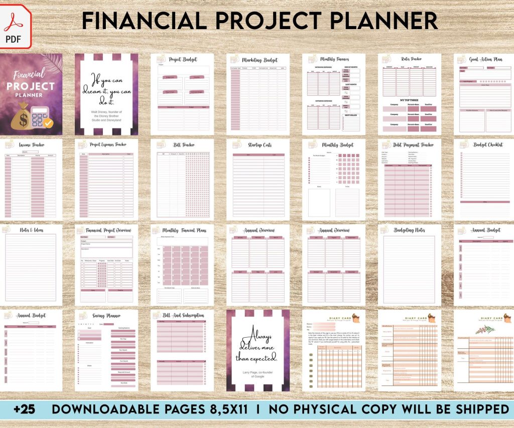 financial planner printable Financial Project Planner| 8×11 inch pages size Budget Planner| Finance Savings Tracker Binder| Monthly Debt| Bill Tracker| Expenses Tracker, PDF Printable, 8,5×11″ A4 size budget dashboard
