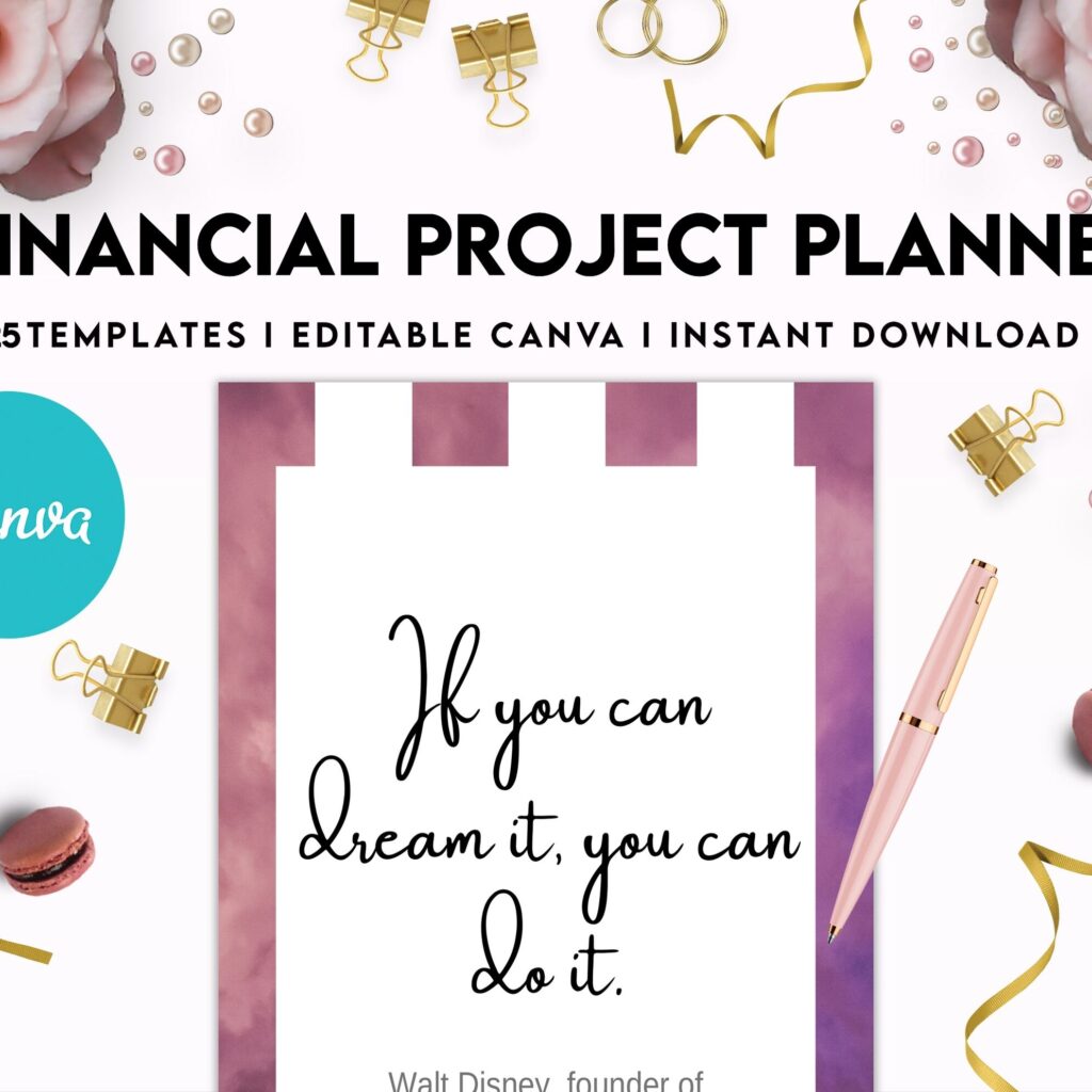 Financial Project Planner | Editable Templates Budget Planner| Finance Savings Tracker Binder| Monthly Debt| Bill Tracker| Expenses Tracker, Canva Editable Templates, interior budget dashboard