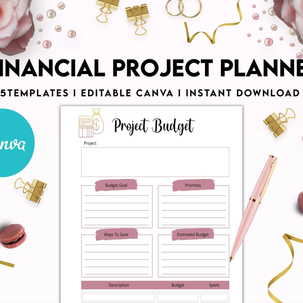Financial Project Planner | Editable Templates Budget Planner| Finance Savings Tracker Binder| Monthly Debt| Bill Tracker| Expenses Tracker, Canva Editable Templates, interior budget dashboard