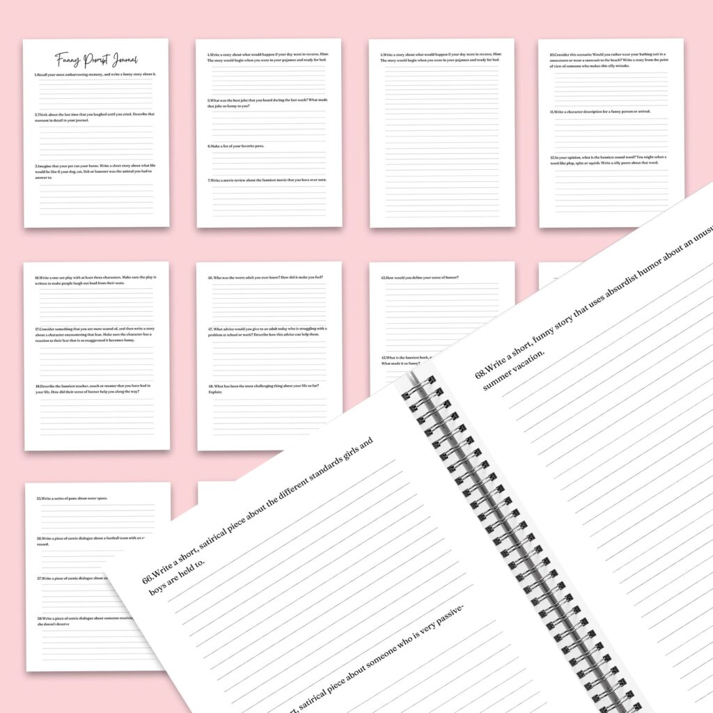 Funny Prompt Journal 34 Editable Templates, 8.5×11″ Canva Planner editable interior COMMERCIAL Use Canva editable KDP interior