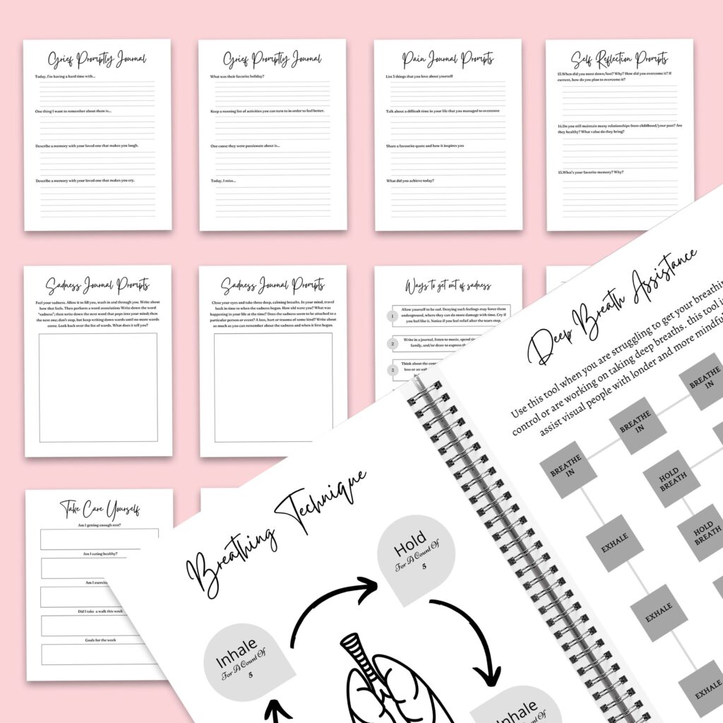 Grief Promptly Journal 37 Editable Templates, 8.5×11″ Canva Planner editable interior COMMERCIAL Use Canva editable KDP interior