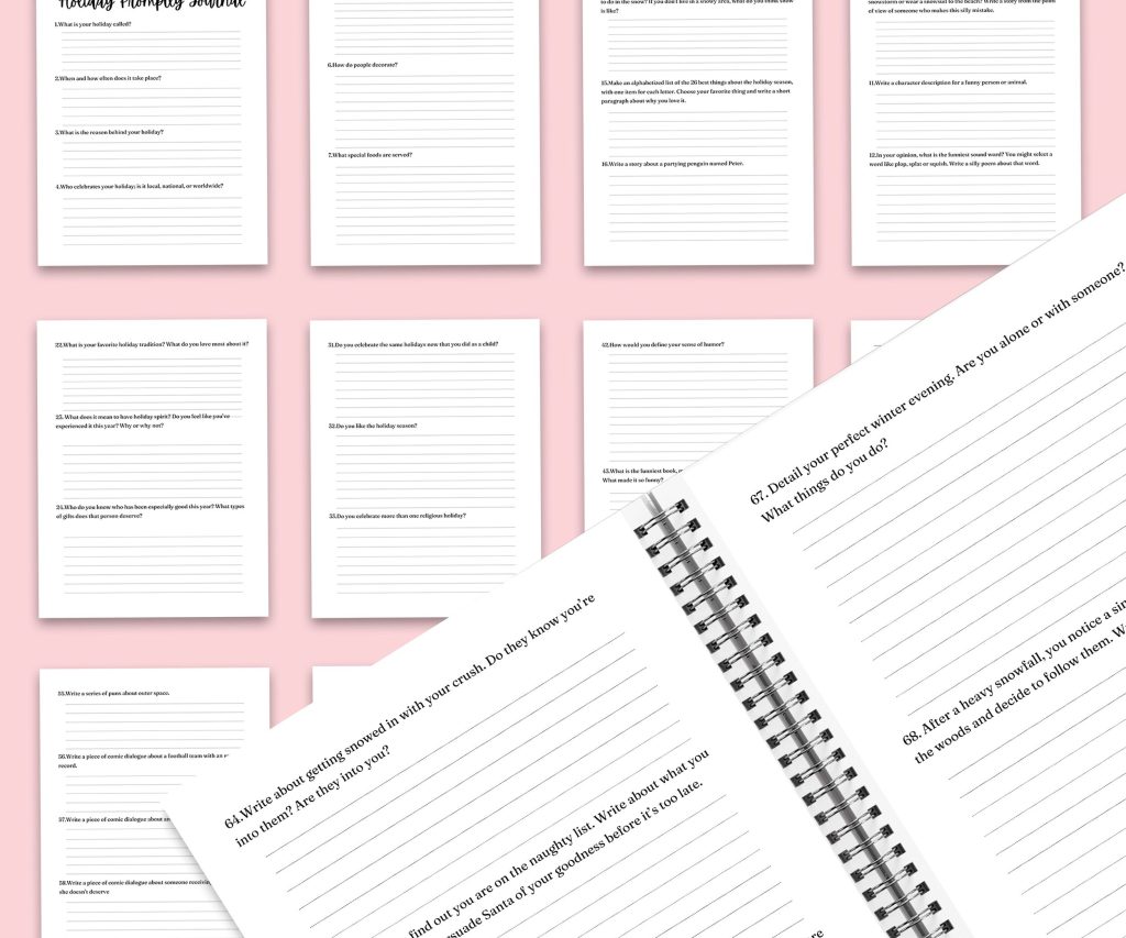 Holiday Promptly Journal 22 Editable Templates, 8.5×11″ Canva Planner editable interior COMMERCIAL Use Canva editable KDP interior