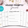 Holiday Journal Prompts Holiday Promptly Journal 22 Editable Templates, 8.5×11″ Canva Planner editable interior COMMERCIAL Use Canva editable KDP interior