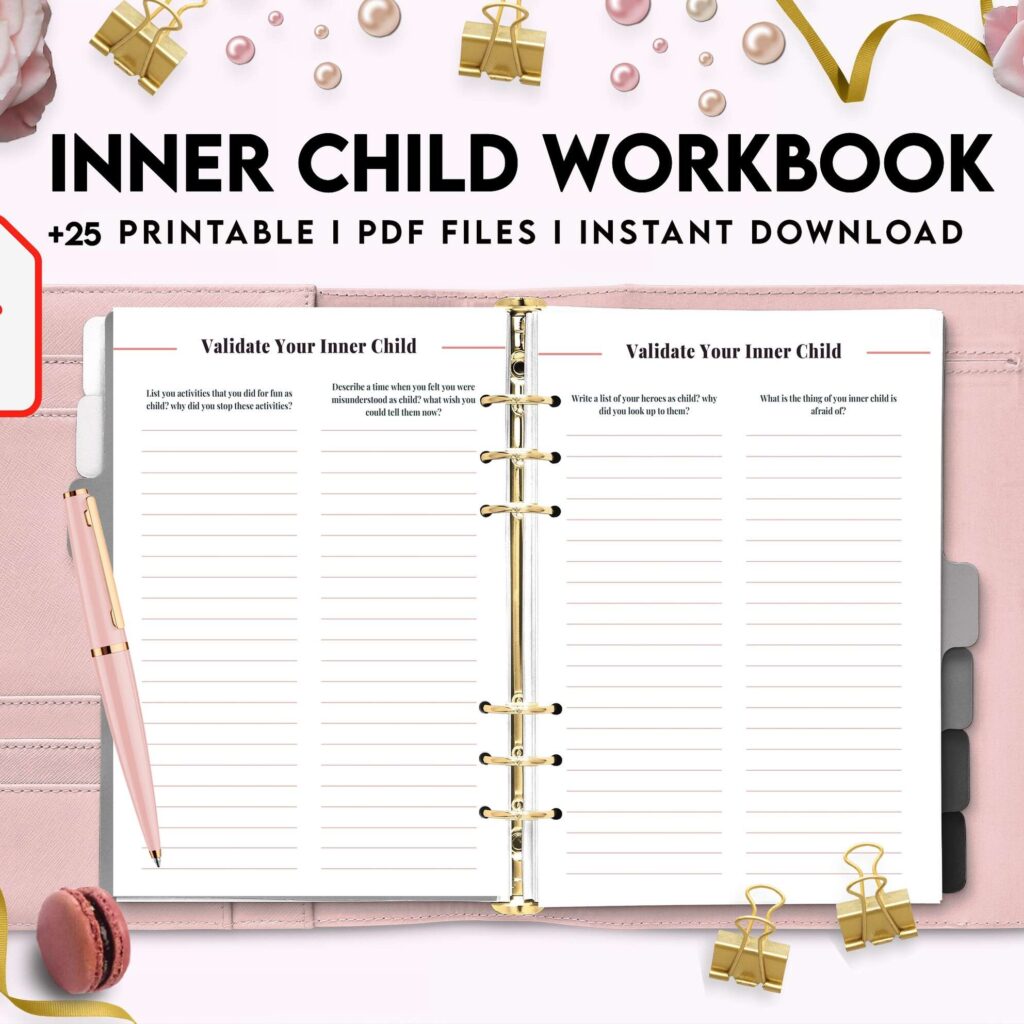 Inner Child Shadow Work, Journal Prompts, 8×11 inch pages size Workbook Mental Health, 8×11 inch pages size Journal Pages, PDF Printable, 8,5×11″ A4 size