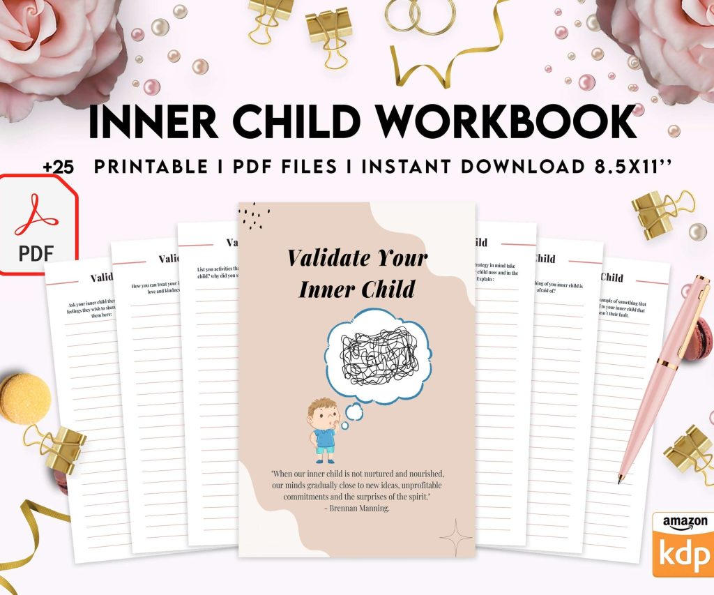 Inner Child Workbook Inner Child Shadow Work, Journal Prompts, 8×11 inch pages size Workbook Mental Health, 8×11 inch pages size Journal Pages, PDF Printable, 8,5×11″ A4 size