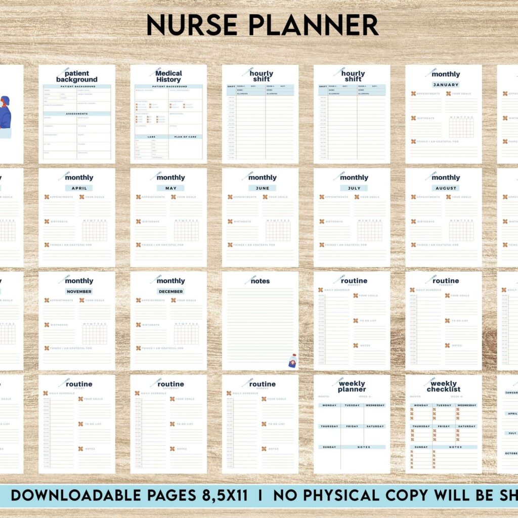 Nurse Planner, Nurse Practice journal, Nursing Student Planner, Nursing School Planner, Student Nurse, Medical Student Planner, PDF Printable, 8,5×11″ A4 size