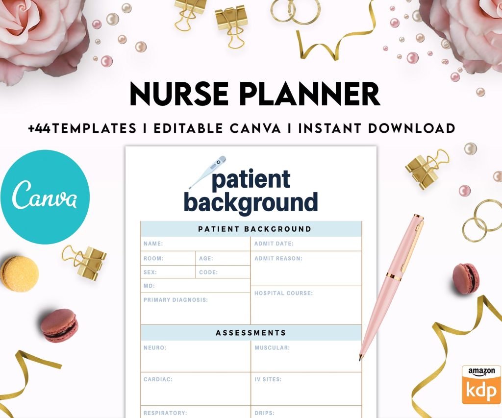 Nurse Planner, Nurse Practice journal, Nursing Student Planner, Nursing School Planner, Student Nurse, Medical Student Planner, Canva Editable Templates, interior kdp interior