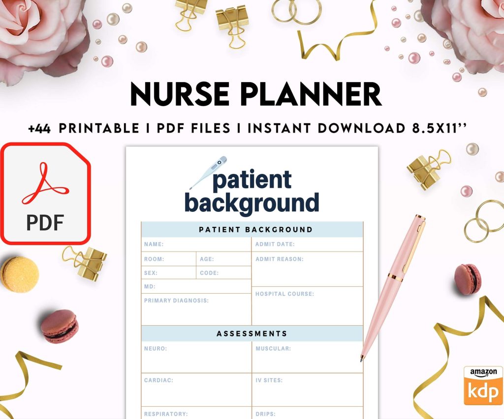 Nurse Planner, Nurse Practice journal, Nursing Student Planner, Nursing School Planner, Student Nurse, Medical Student Planner, PDF Printable, 8,5×11″ A4 size