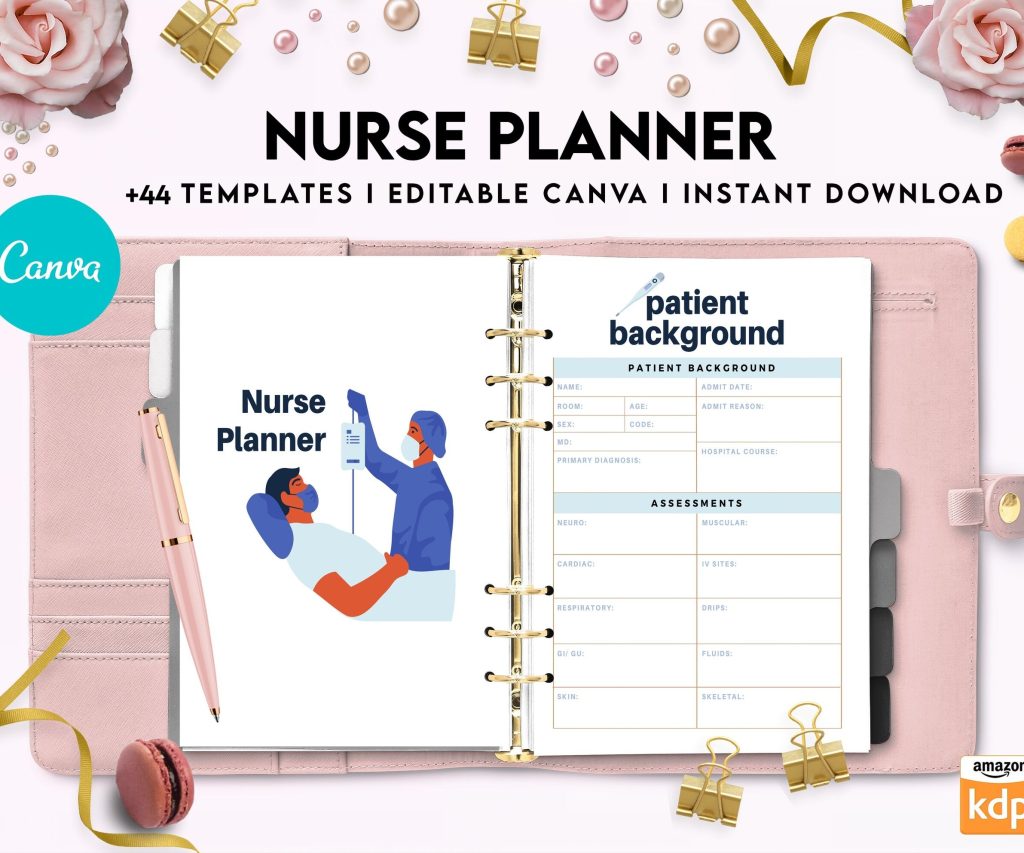 Nurse Planner, Nurse Practice journal, Nursing Student Planner, Nursing School Planner, Student Nurse, Medical Student Planner, Canva Editable Templates, interior kdp interior