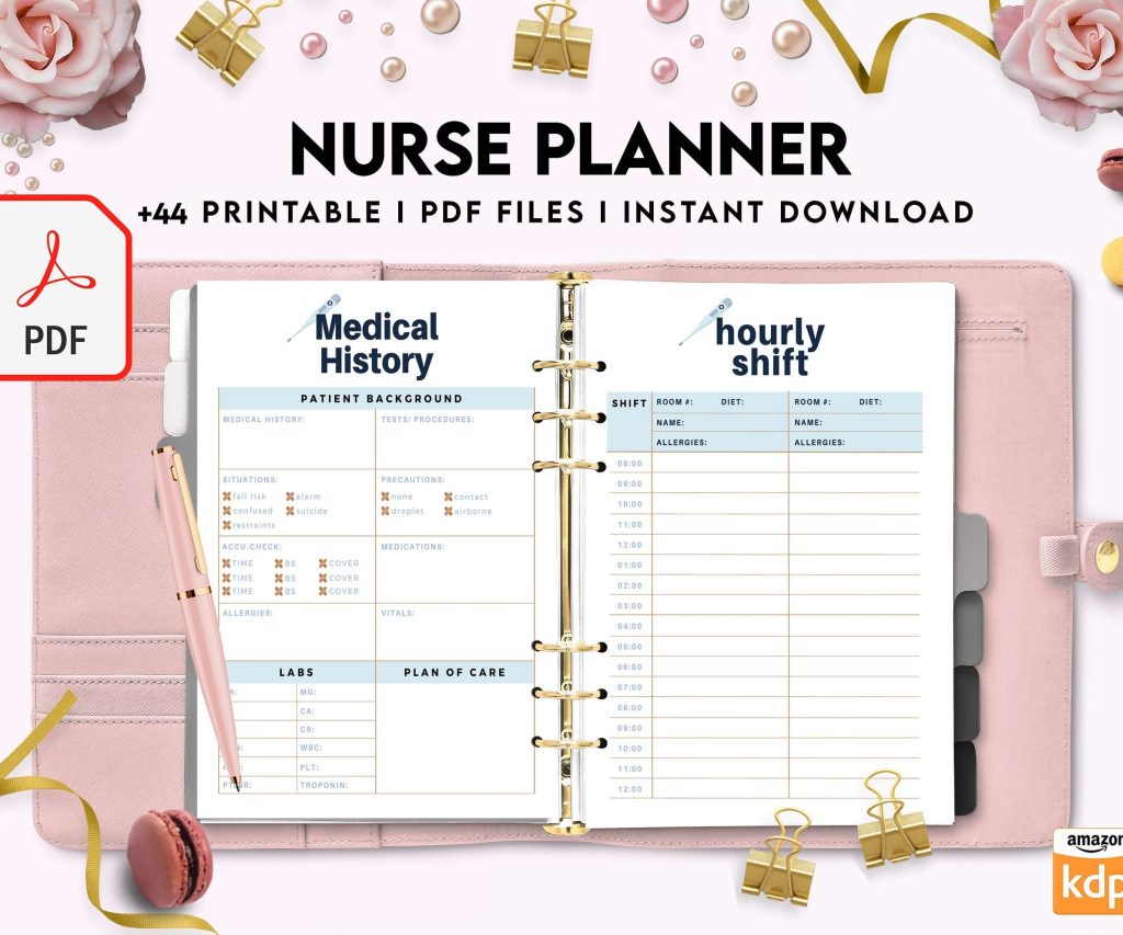 Nurse Planner, Nurse Practice journal, Nursing Student Planner, Nursing School Planner, Student Nurse, Medical Student Planner, PDF Printable, 8,5×11″ A4 size