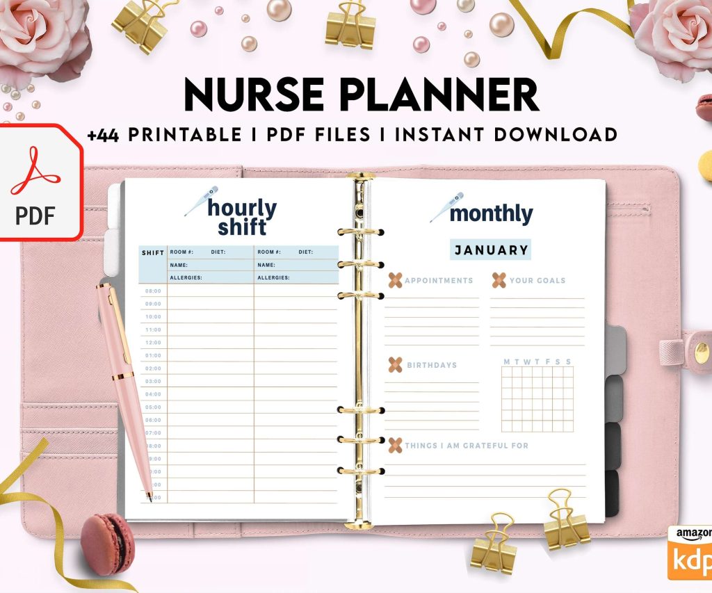 Nurse Planner, Nurse Practice journal, Nursing Student Planner, Nursing School Planner, Student Nurse, Medical Student Planner, PDF Printable, 8,5×11″ A4 size