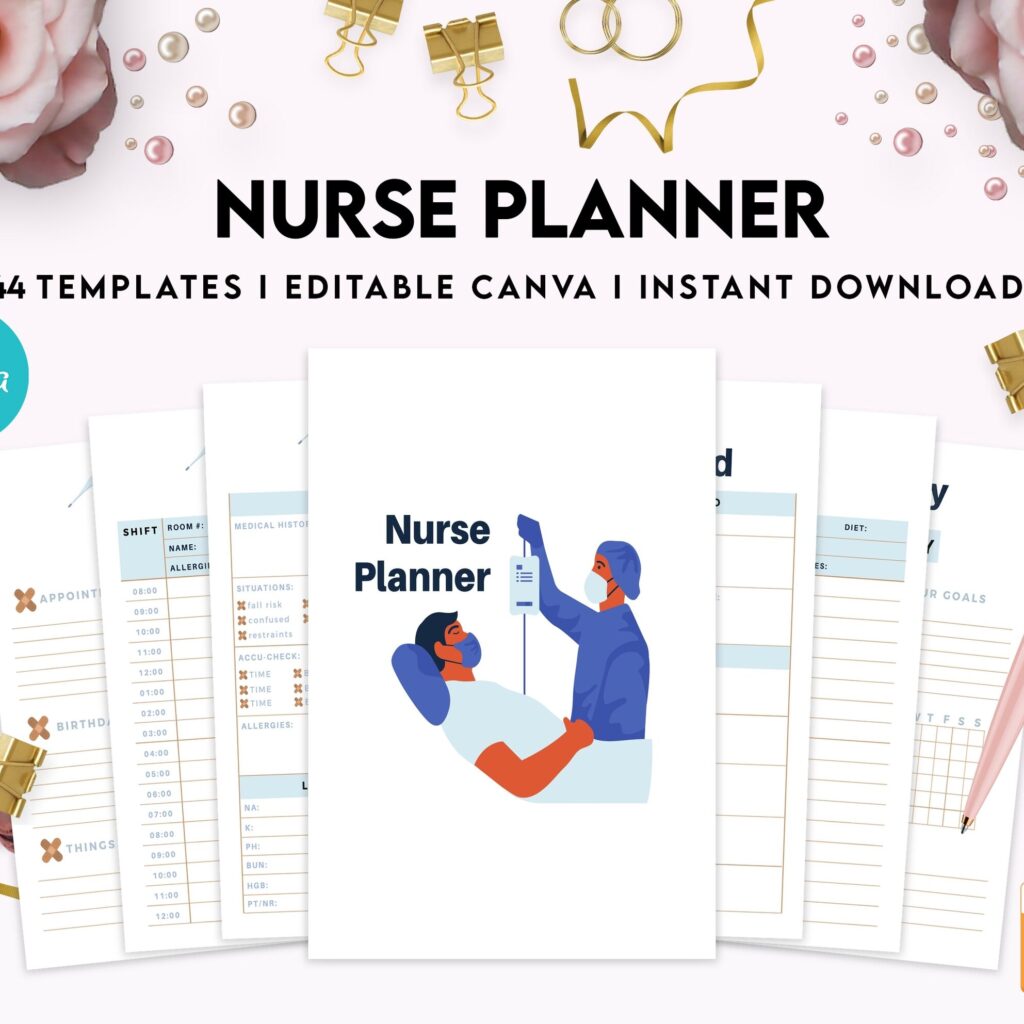 Nurse Planner, Nurse Practice journal, Nursing Student Planner, Nursing School Planner, Student Nurse, Medical Student Planner, Canva Editable Templates, interior kdp interior