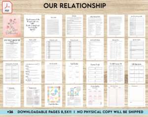Couples Therapy Journal: Couples Counseling, Marriage, Engaged, Love, Breakup, Relationship, Newlywed, Fiance, Premarital, PDF Printable, 8,5×11″ A4 size