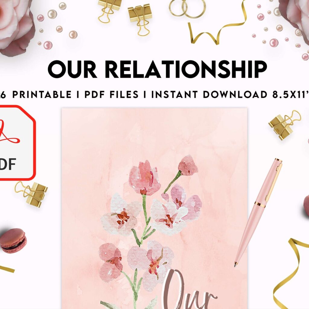 Couples Therapy Journal: Couples Counseling, Marriage, Engaged, Love, Breakup, Relationship, Newlywed, Fiance, Premarital, PDF Printable, 8,5×11″ A4 size