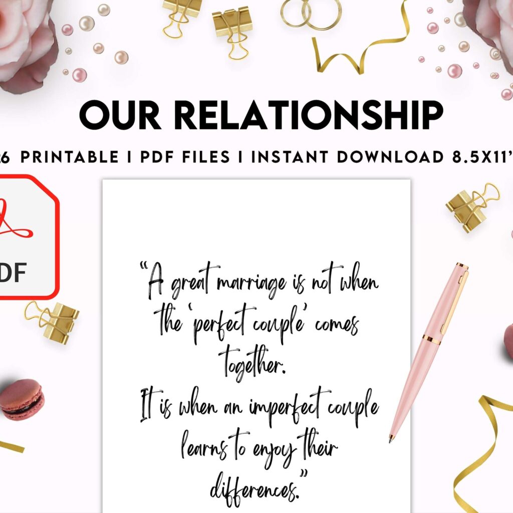 Couples Therapy Journal: Couples Counseling, Marriage, Engaged, Love, Breakup, Relationship, Newlywed, Fiance, Premarital, PDF Printable, 8,5×11″ A4 size