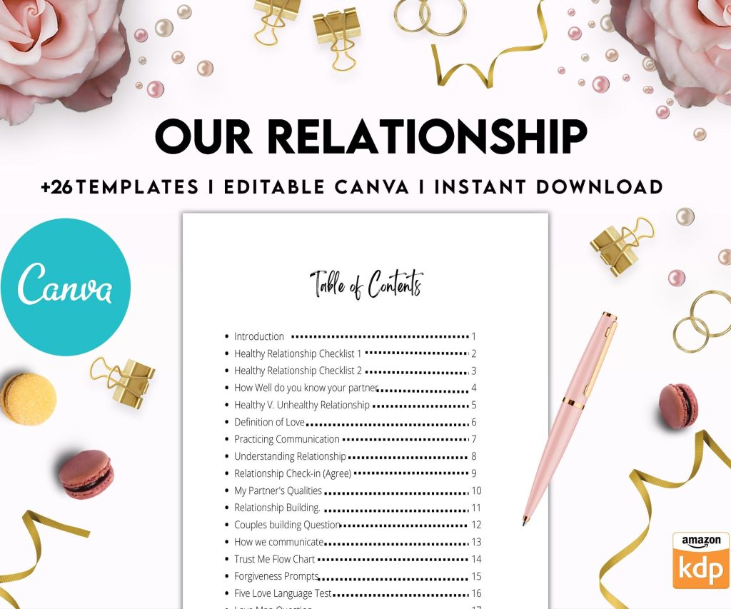 Couples Therapy Journal: Couples Counseling, Marriage, Engaged, Love, Breakup, Relationship, Newlywed, Fiance, Premarital, Canva Editable Templates, interior boyfriend