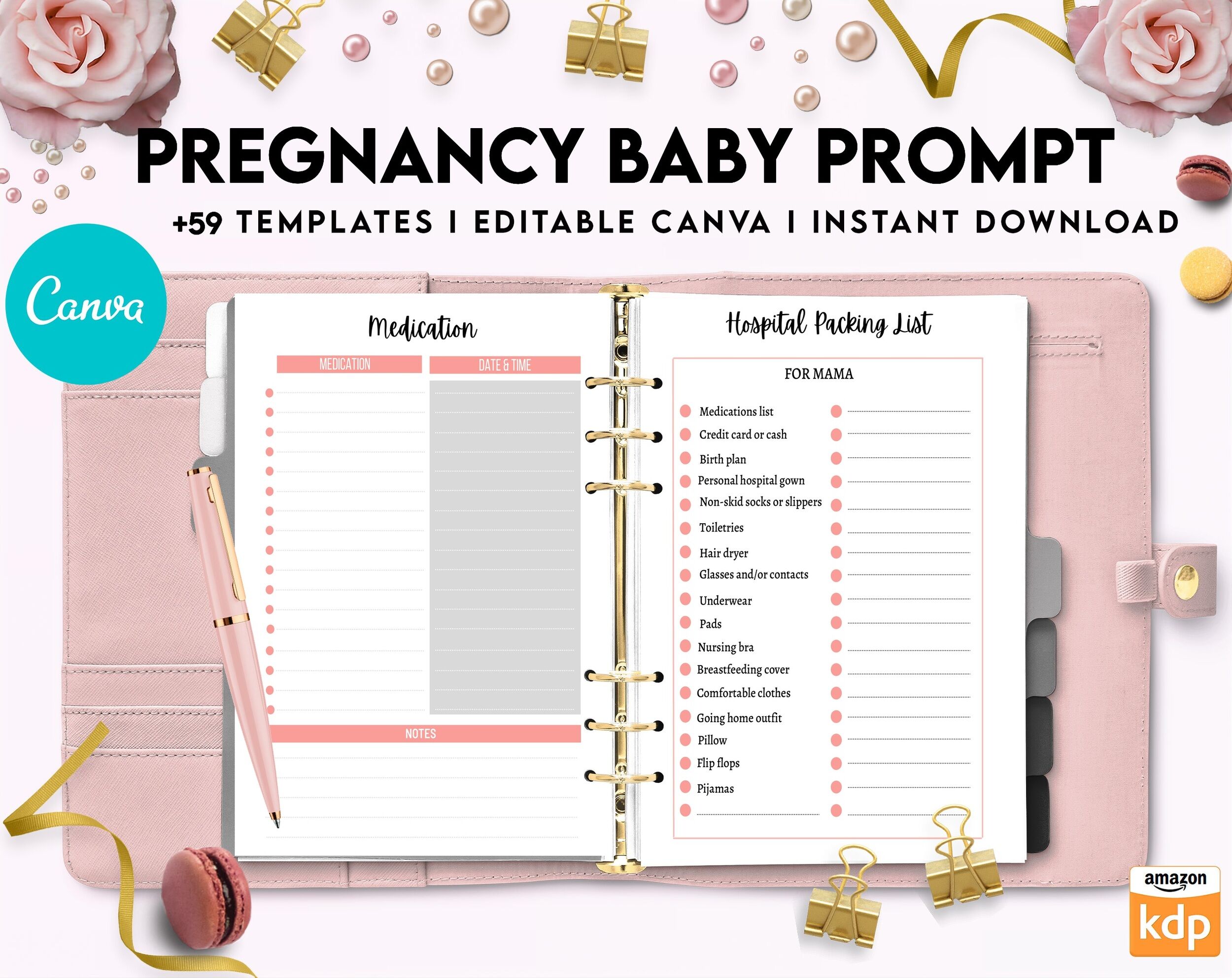 Babyand Pregnancy keepsake Promptly, baby gratitude, baby memories guided journal With Prompts, Canva Editable Templates, interior baby book