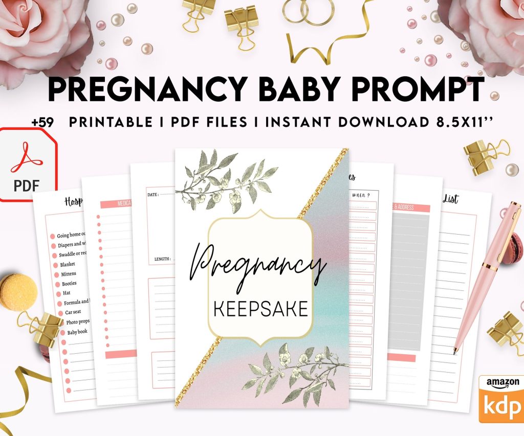 Baby & Pregnancy keepsake Promptly, baby gratitude, baby memories guided journal With Prompts, PDF Printable, 8,5×11″ A4 size baby book