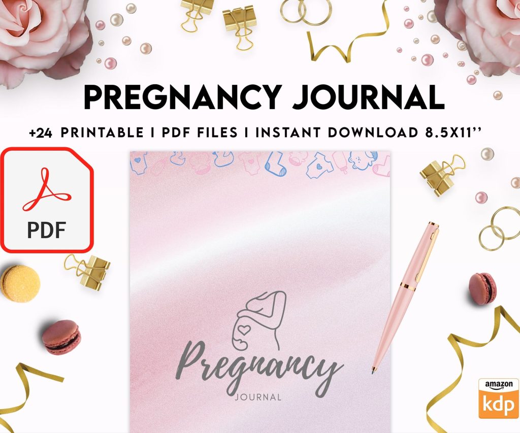 Pregnancy journal, Pregnancy keepsake, Pregnancy Planner, hospital packing list, birth plan, baby shower, health monitoring, PDF Printable, 8,5×11″ A4 size 9 month journal