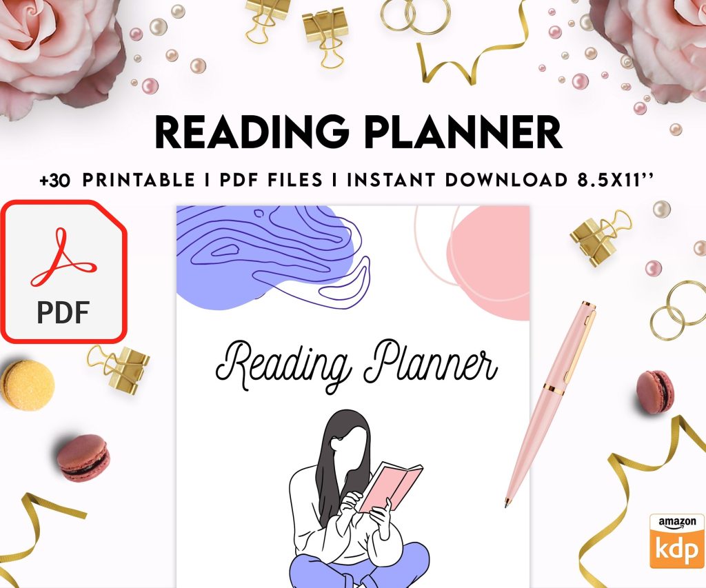 Reading Planner 8×11 inch pages size | Reading Journal Tracker | Book Review Reading Tracker | Reading Planner, Read Plan Pages, PDF Printable, 8,5×11″ A4 size Book journal